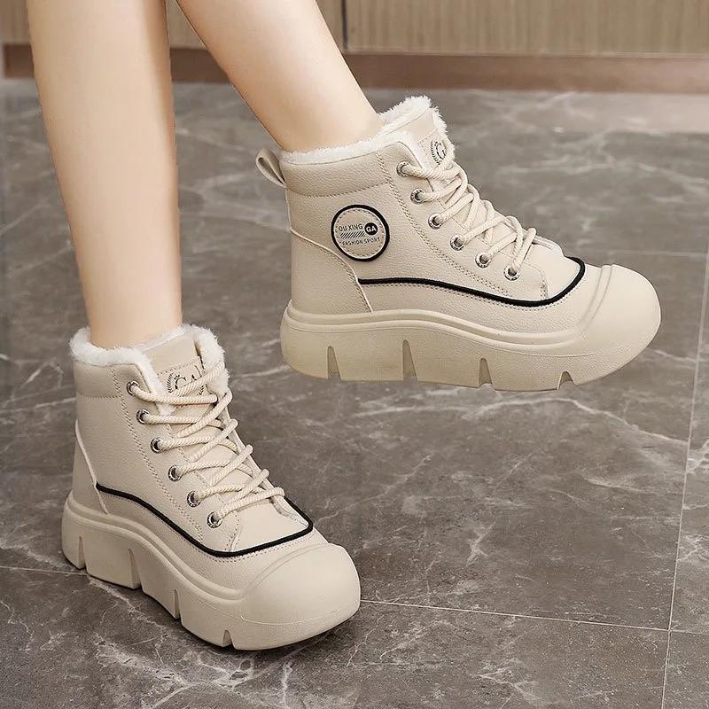 Scarpe Invernali da Donna Nuove Sneakers Casual High Top Scarpe con Rialzo Piattaforma per Donna Scarpe Calde in Cotone Peluche Zapatos Mujer