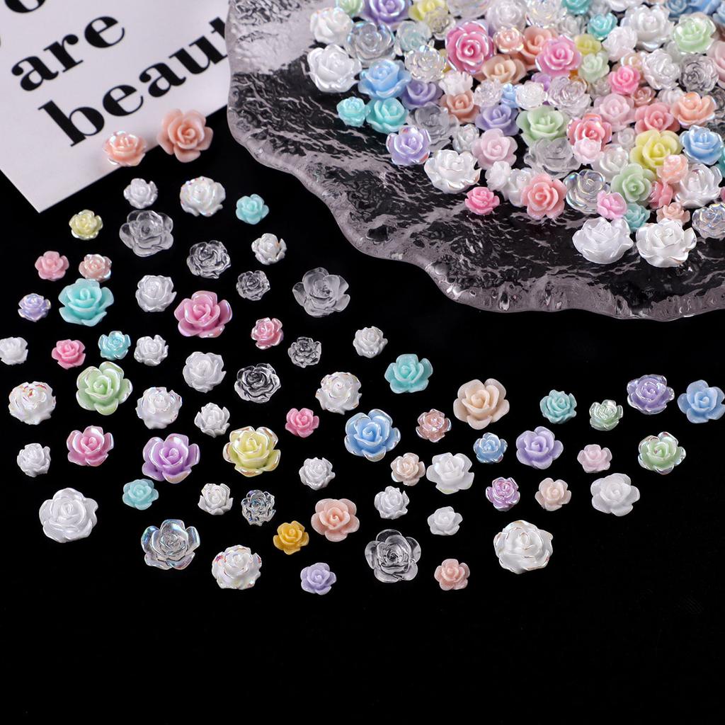 Nail Art Resin Camellia White Rose Ornament Nail Ice Transparent Three-Dimensional Light Changing Flower Accessories