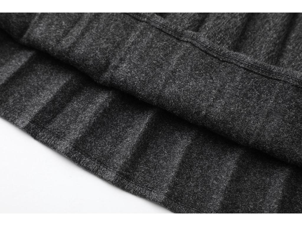 2026 Spring A-Line Pleated Wool Skirt - Slimming Petite Fit with Wood Ear Edge Waist