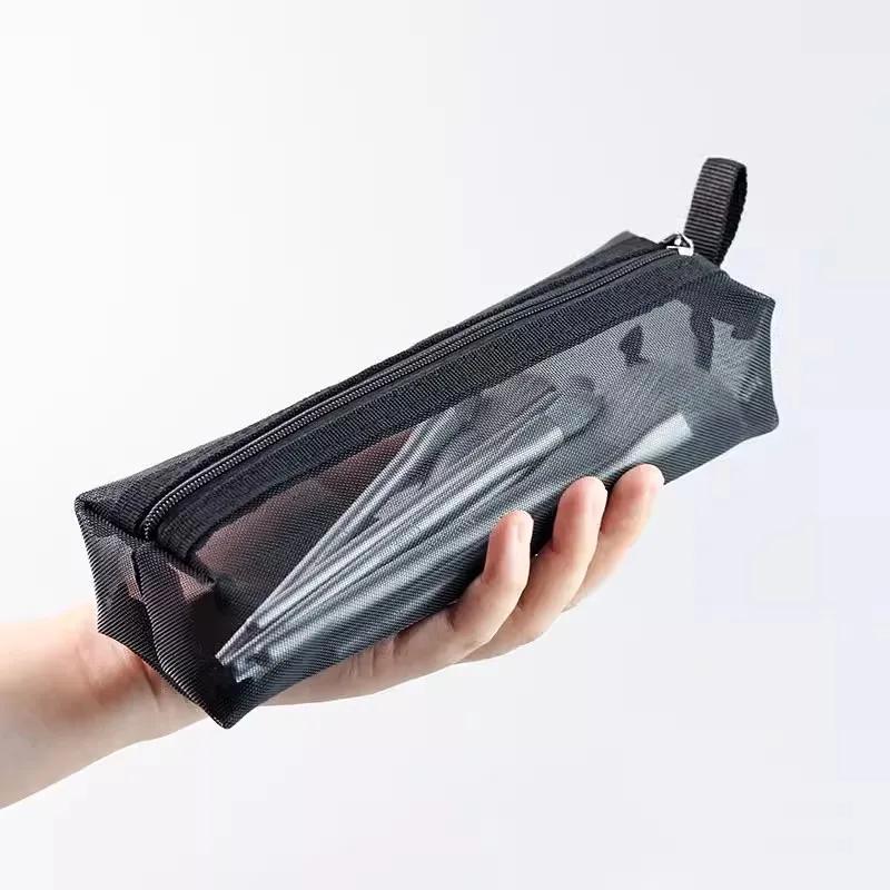 1/3 Stück Schwarze Netz-Kulturbeutel Kosmetiktaschen Herren Damen Einfarbig Klein Groß Reise Tragbar Make-up-Organizer Lippenstift-Aufbewahrungstasche