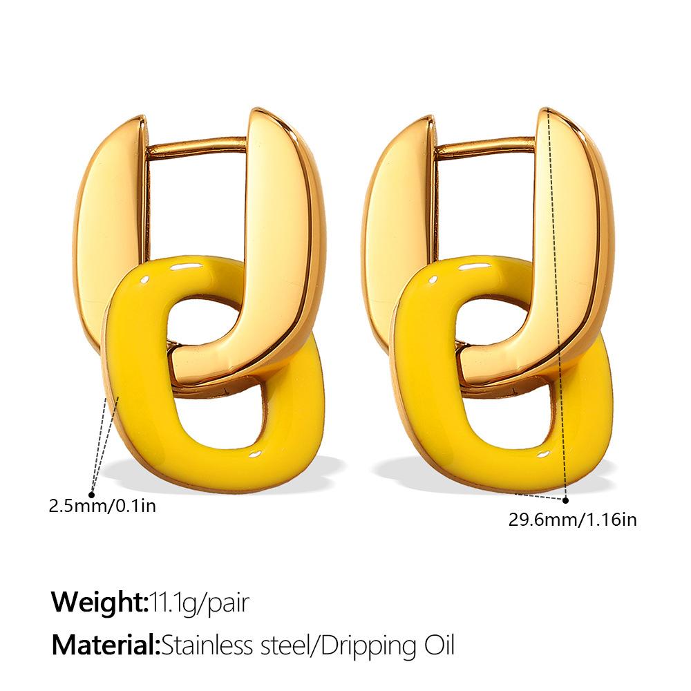 

European and American splicing contrasting color earrings personalized style ins Internet celebrity color earrings women