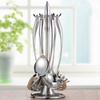 Stainless Steel Cooking Utensil Stand Kitchenware Spatula Scoop Spoon Rotating Storage Rack