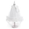 European-American Children's Evening Dress with Bow, Mesh Train, and Swallowtail - Sleeveless Piano Performance Gown