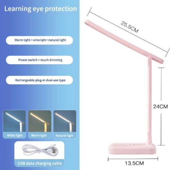 2023Yüksek Kaliteli LED Masa Lambası 3 Renk Kademesiz Karartma Dokunmatik Katlanabilir Masa Lambası Başucu Okuma Göz Koruması Gece Lambası DC5V USB Şarj Edilebilir