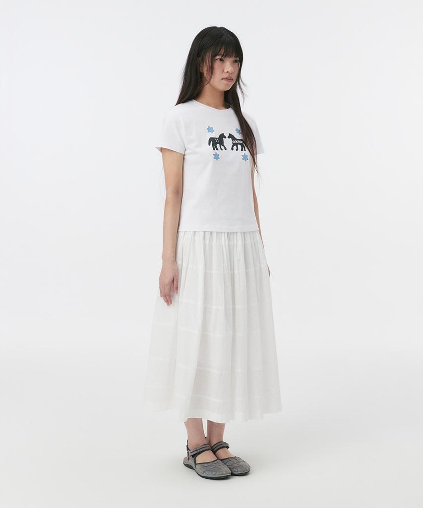 Ohesio Shirring Tiered Maxi Skirt, White