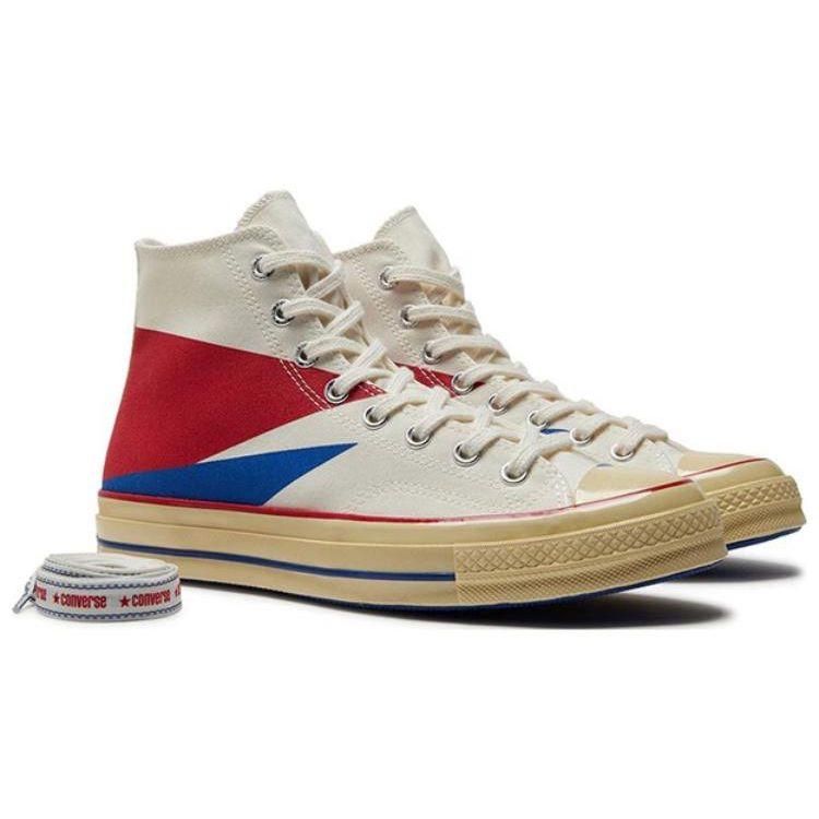 Converse Chuck 70 Plus Retro Egglet Trendy Comfortable Versatile Durable High-Top Canvas Shoes Unisex Sneakers Beige Red Blue A07076C