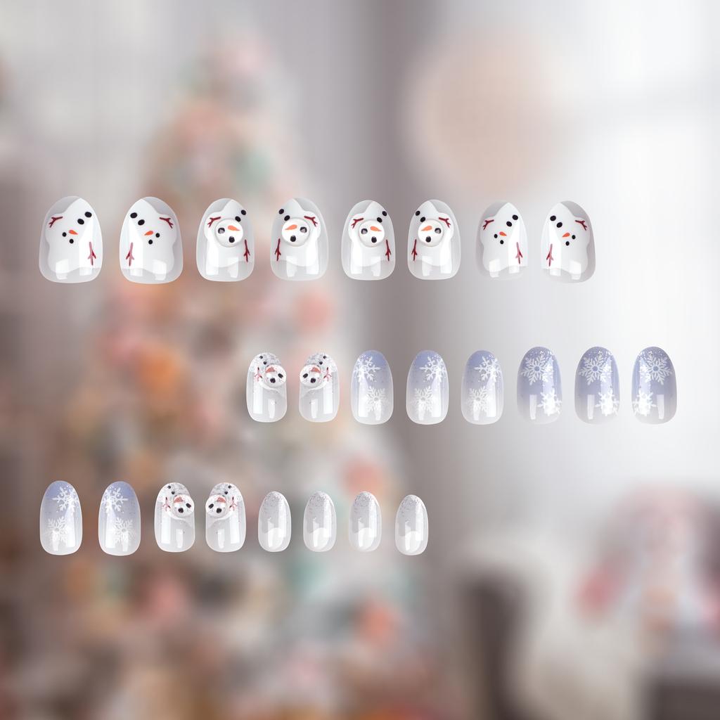 2025 Hot Sale Wear Nail Nail Stickers Premium Christmas Snowflake Nail Art Fake Nail Nail Art Products Finished Products