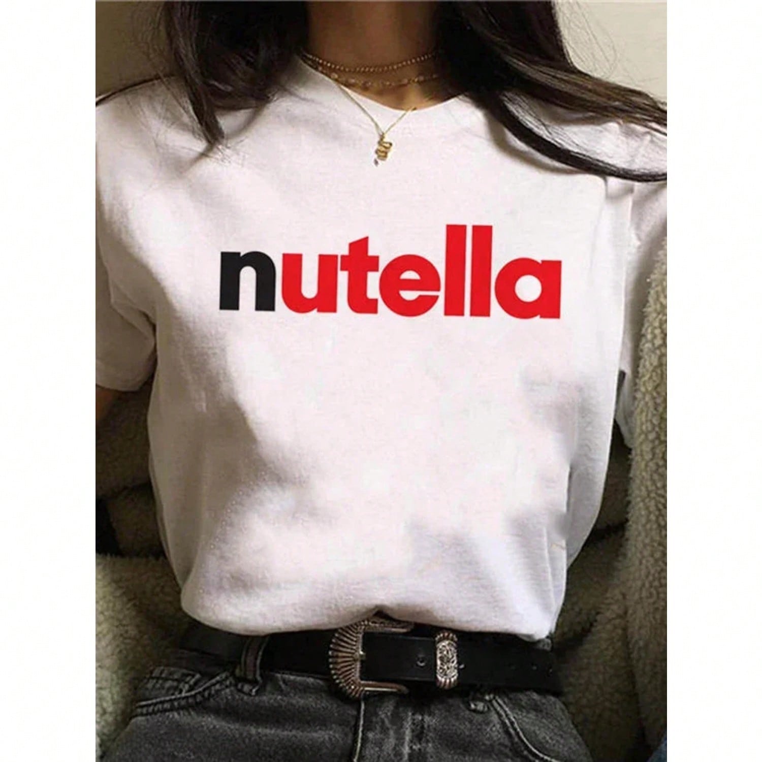 New Printed T-Shirt 90s Harajuku Kawaii Fashion T-Shirt Pattern Cute Cartoon T-Shirt Korean Retro Round Neck Tops S разноцветный
