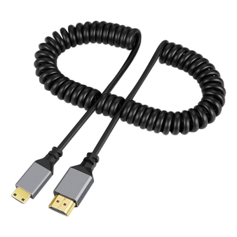 

HDMI-A to Mini HDMI Male to Male Adapter 10.2Gbps Transmission OD4.0 Spring Cable As Shown A