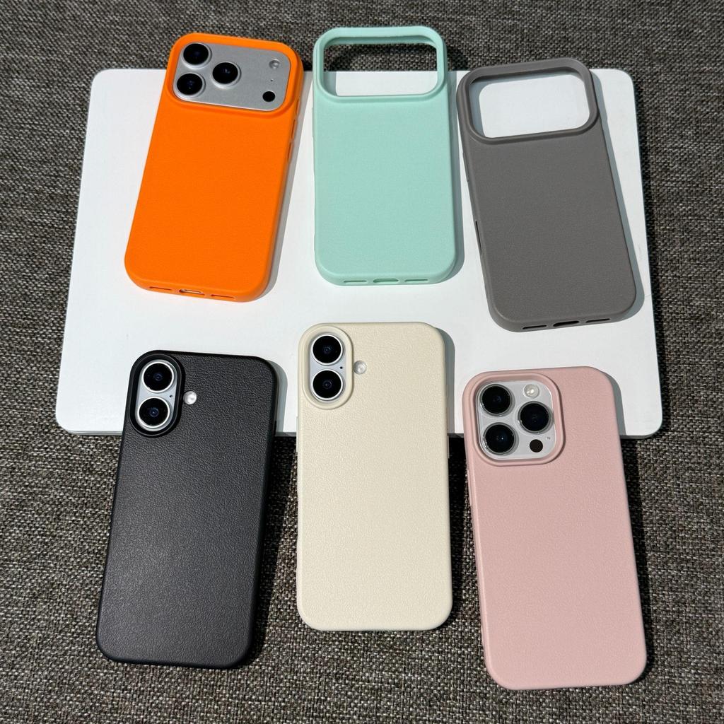 Custodia in Silicone Morbido TPU con Texture Pelle di Litchi per Apple iPhone Air 17 16 15 14 Plus 13 12 11 Pro Max Copertura in Gomma Gel Antiurto
