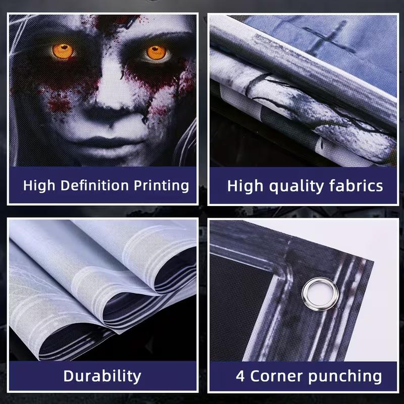 2D Spooky Zombie Kids Window Backdrop, Halloween Party Decor