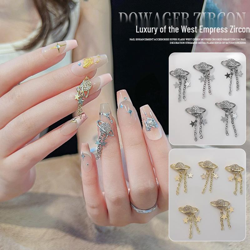 

Empress Cixi Retro Zircon Saturn Nail Art Accessories - Dark Cool Nail Decorations