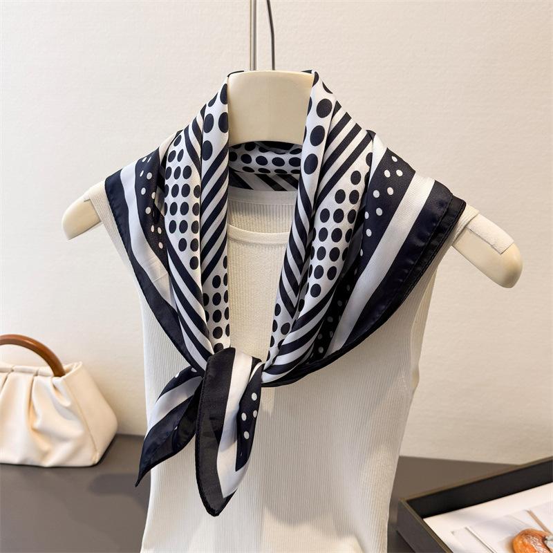 Dot  Print 70Cm Square Silk Women's Scarf Spring Summer Beach Satin Scarves Shawl Headband Bandana Hijab Wrap Lady Neckerchief
