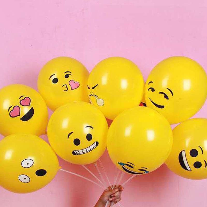 12" Yellow Cartoon Festival Smiley Face Balloon - Thickened Round Decoration & Toy with Scan Code for Ground Promotion
