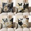 Home Decor Marble Pattern With Rose & Butterfly Pillow Pattern Cushion Cover Suitable For Sofa Bedroom Car Pillow Cover