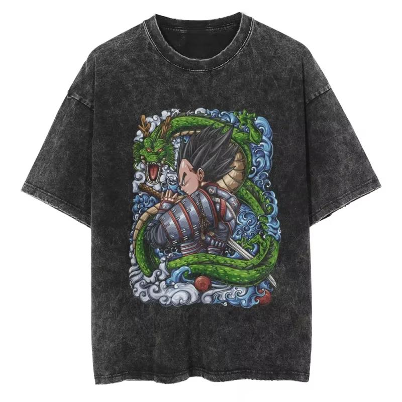 Dragon Ball Majin Buu Pink Aura Printed Tshirt Mens and Womens Washed Tshirt High Quality Vintage Tshirt Harajuku Top