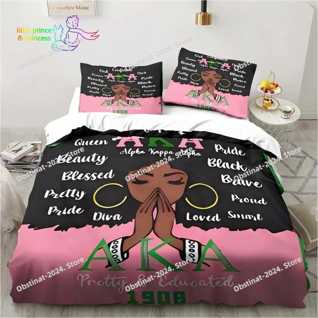 3D Print Alpha Sorority Kappa Alpha AKA Bedding Set Single Twin Full Queen King Size Bed Set Aldult Kid Bedroom