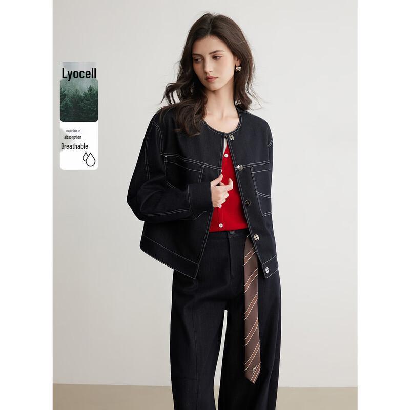 ELLE Retro Tencel Faux Denim Short Jacket L