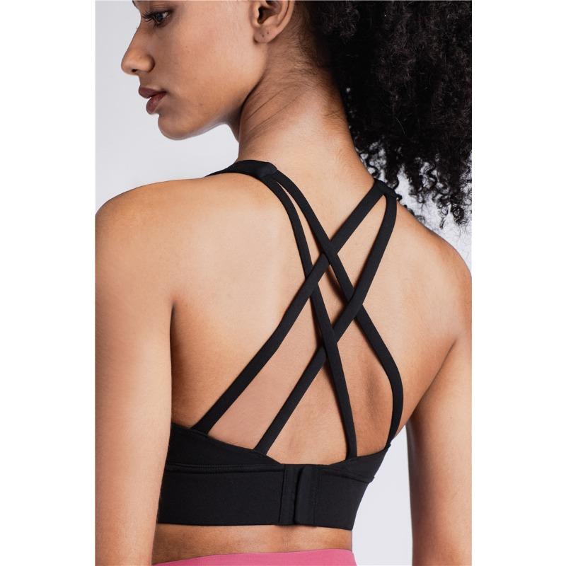 Women's Cross Sports Fitness Bra, Show Chest, Gather Back, Anti Shock Yoga Sports Bra