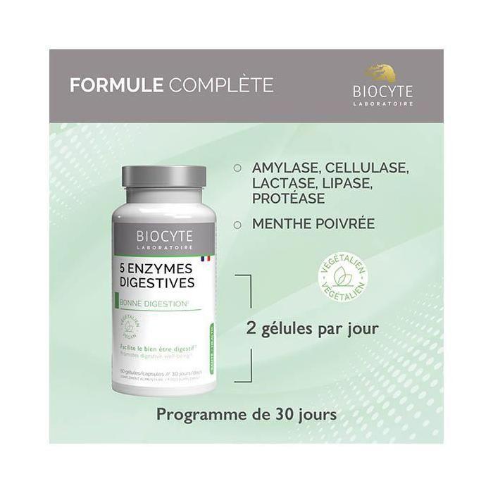 Biocyte 5 Enzymes Végan 60 gélules