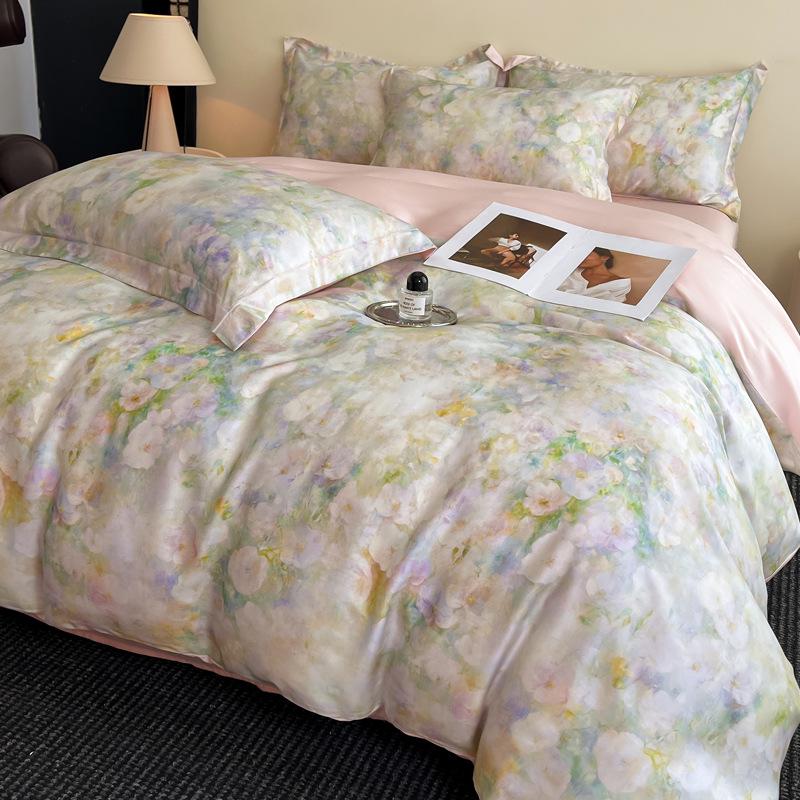 Tencel Cotton Printed Four-Piece Set - Lightweight Luxury Bedding for Spring & Summer