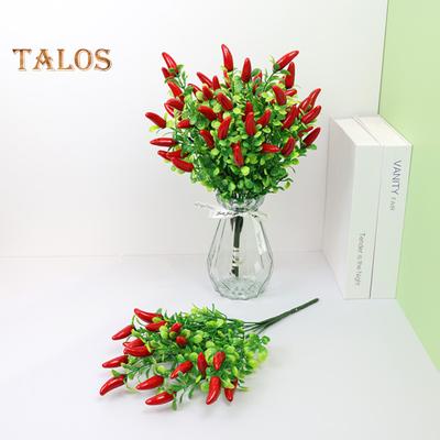 1 maço de planta verde falsa, decoração que não desbota, duradoura, única, simulação de pimenta cereja, suprimentos para festas