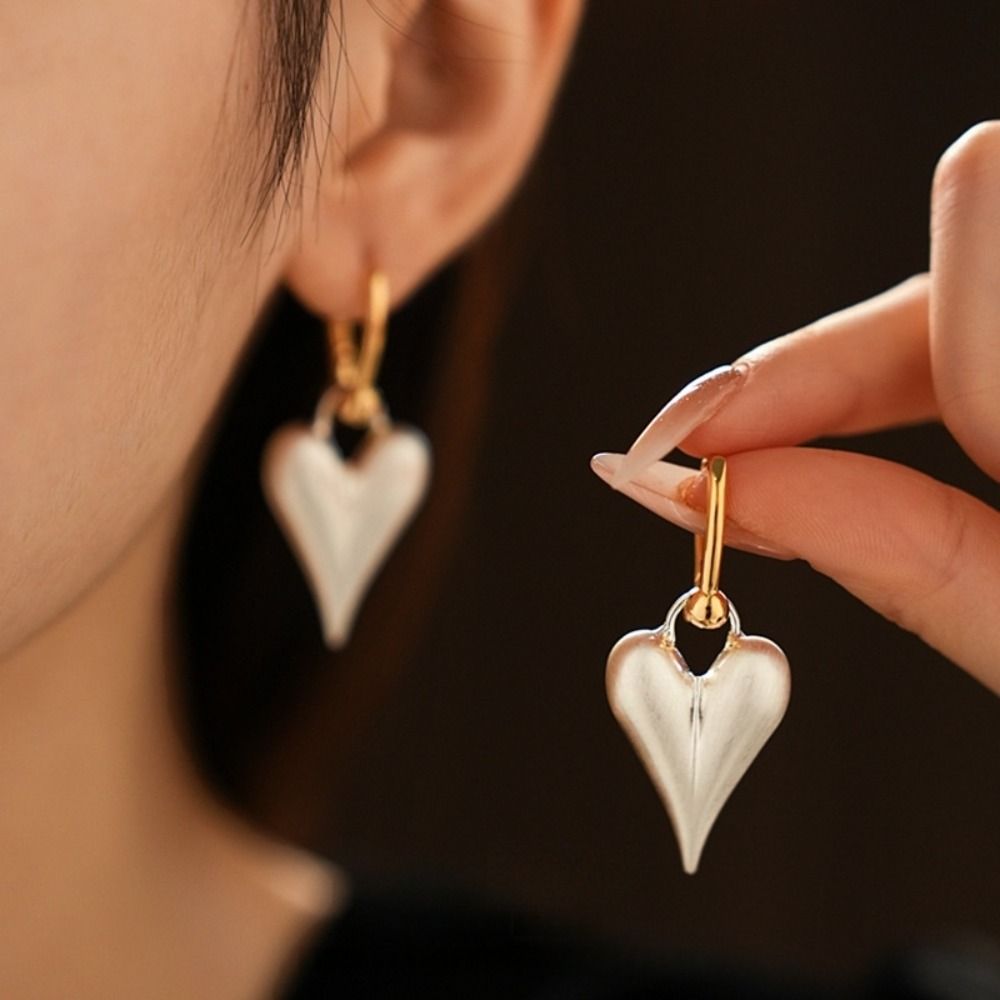 Textured Metal Filigree Earrings Geometry Hearts Earringdrop Exquisite Heart Hoop Earrings  Daily