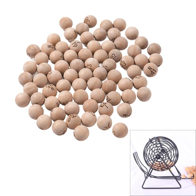 75Pcs Natural Wood Bingo Balls With Engraved Letters And Number For Game Parties Family Gatherings Smooth