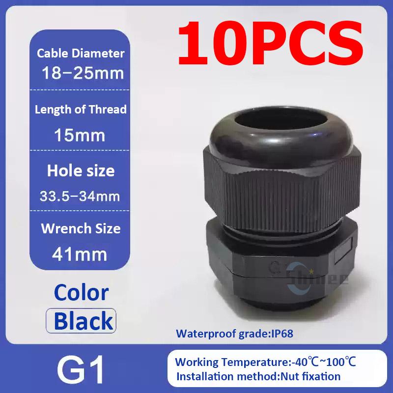 10Pcs Waterproof Cable Gland NPT 1/4 NPT 1/2 NPT 3/8 American Nylon Cable Joint Black Flame-retardant 4-25mm Wire Connector IP68