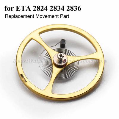1 Stück-5 Stück Uhrwerk Zubehör für ETA 2824 2834 2836 Goldene Unruh mit Spirale Hergestellt in China, Reparaturwerkzeug