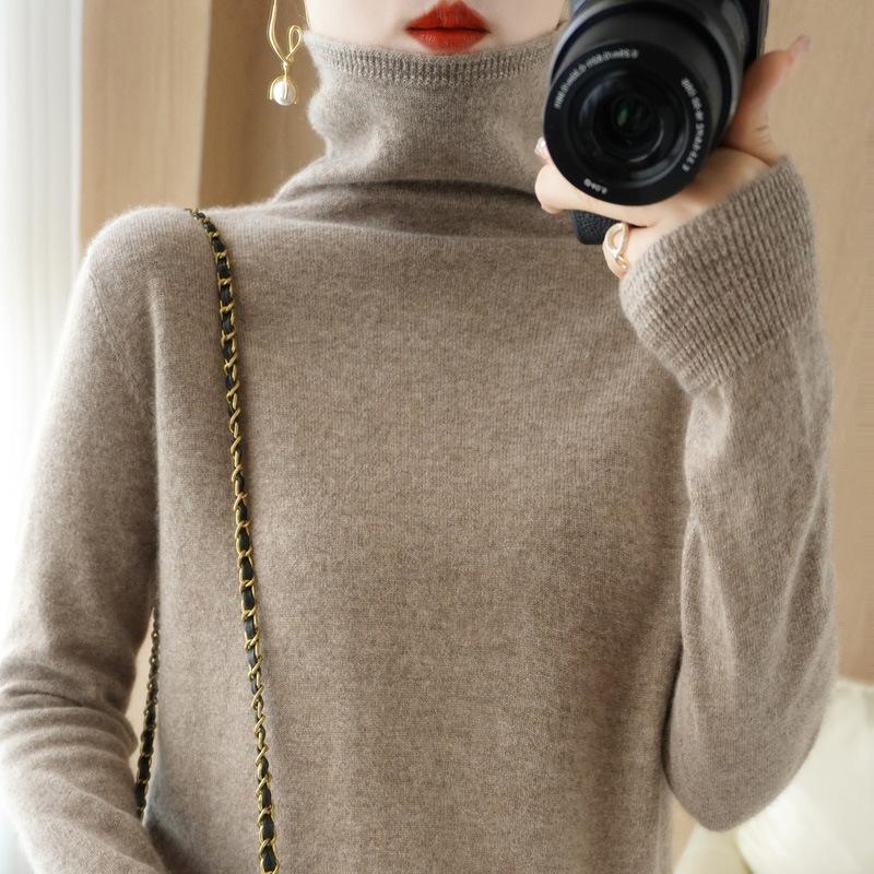 Turtleneck Pullover Fall/winter Cashmere Sweater Women Pure Color Casual Long-sleeved Loose Pullover Bottoming Women's