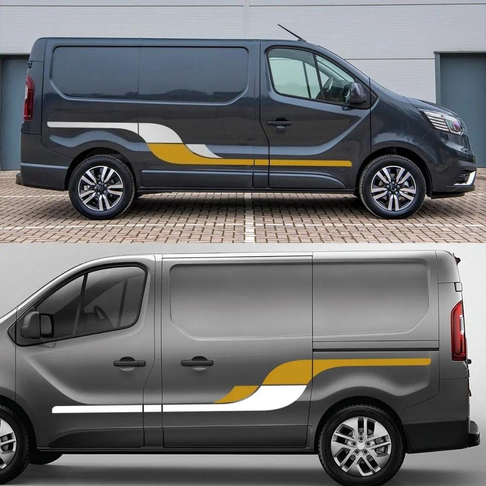 Car Door Stripes Graphics Stickers For Renault Trafic 2 3 MK3 MK2 Camper Day Van MOTORHOME Vinyl Film Decals Tuning Accessories