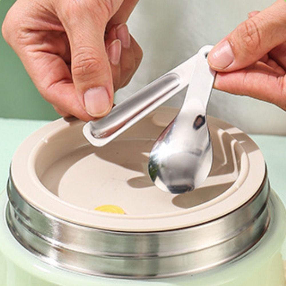 304 Stainless Steel Insulated Lunch Bucket with Spoon Vacuum Pot Durable Thermos Food Jar  Soup