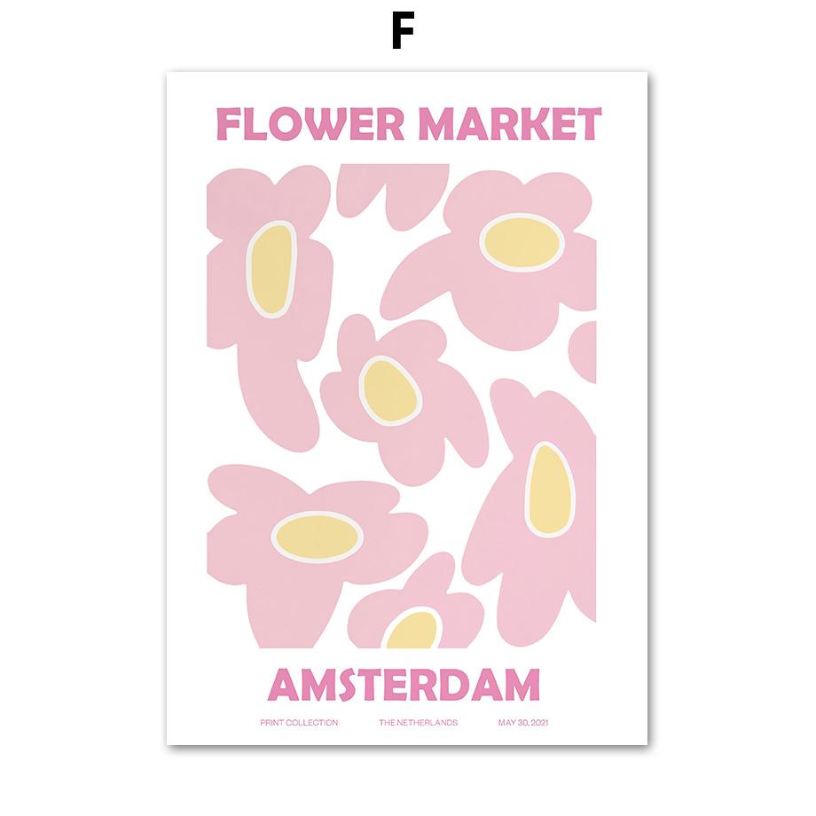 Abstract Pink Matisse Museum Map Flower Market Wall Art Canvas Painting Nordic Posters and Prints Living Room Decorative Murals