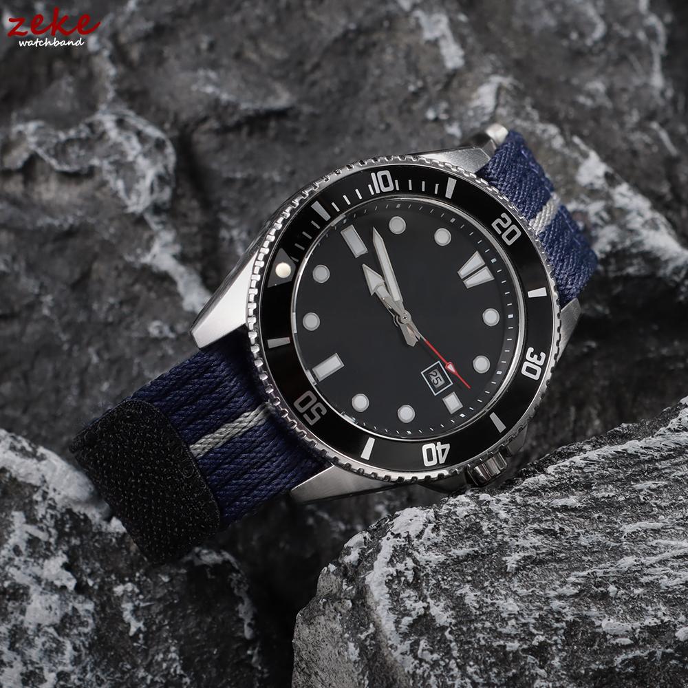 Hook Loop 22mm 20mm Nylon Watch Strap for Seiko for Tudor Breathable Fabric Canvas Wristband for Military Sports Men's Bracelets