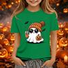 Kids Halloween Print Short Sleeve T-Shirt Round Neck Loose Fit Casual Tee for Boys Girls