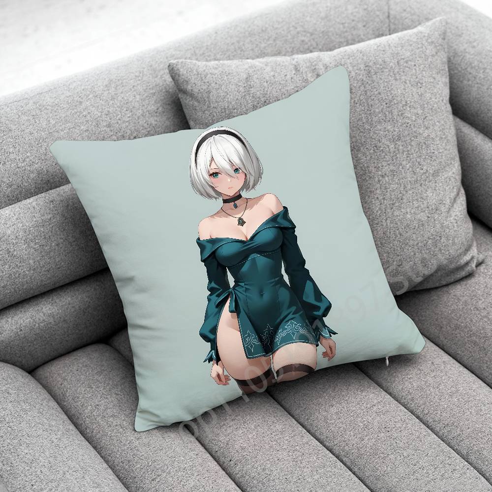 Game Nier A-Automata 2B Throw Pillow Case For 55X55Cm 40X40Cm 45X45Cm 50X50Cm 30X30Cm Square Office Pillowship Cover