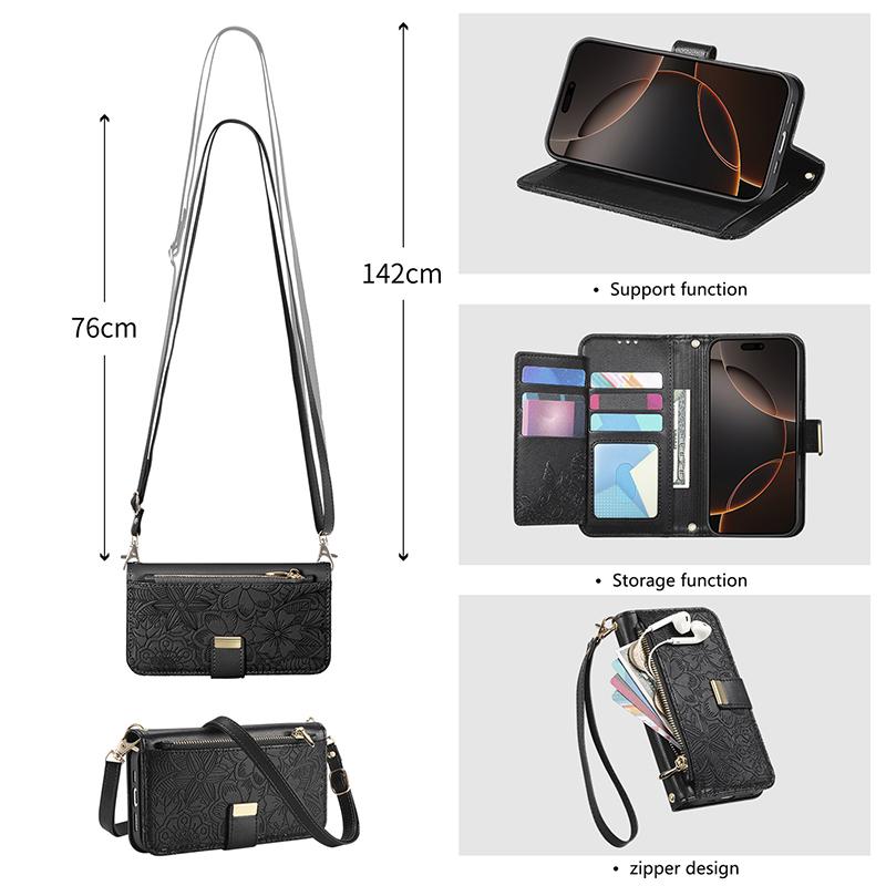 Leather Case with Card Holder for IPhone 18 17 15 16 13 14 12 11 Pro Max 17E 16E Casing Full Protection Girl Wallet Phone Covers