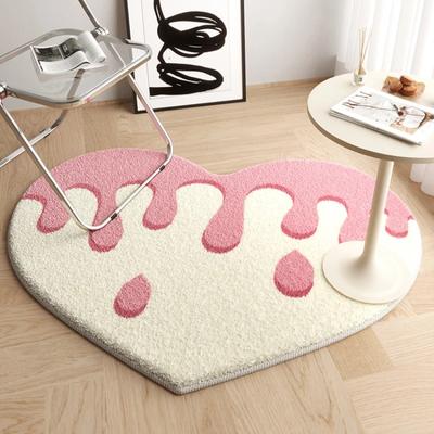 Tapete de sala de estar Moda Tapete fofo em forma de coração Decoração para casa Tapete de amor Tapete fofo para quarto Tapete de chão Absorvente e antiderrapante Cobertor de cama doméstico