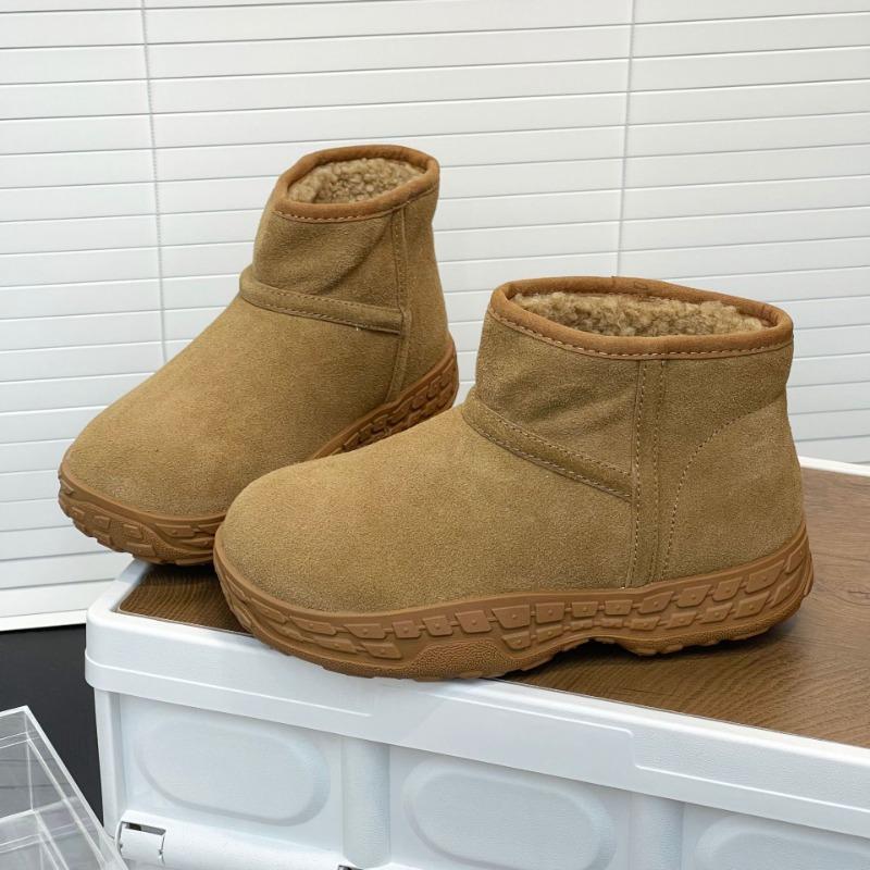 Ju Jingyi Leather Thick-soled Fashion Snow Boots Women's New Winter Non-slip Warm Big Head Short Boots