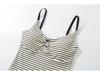 Women's Designer Slim-Fit Black Striped Camisole with Padded Bust - Chest-Enhancing Summer Knit Tank Top