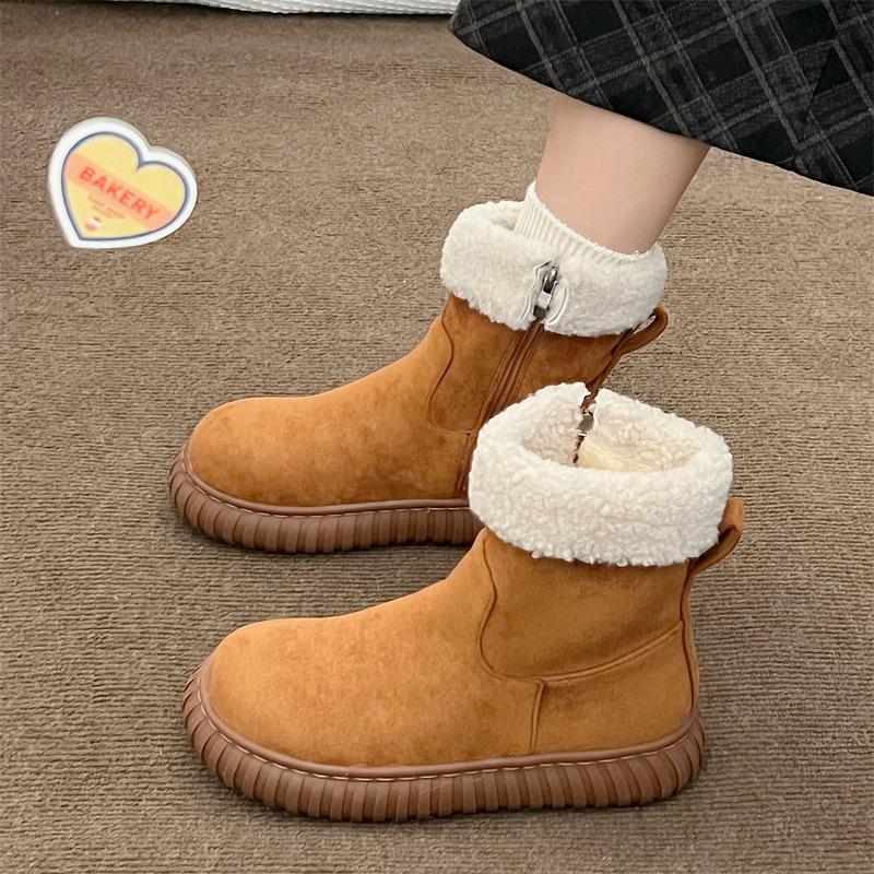 Snow boots women's velvet fashion comfortable casual boots niche design sense flat Martin boots thin trend small short boots