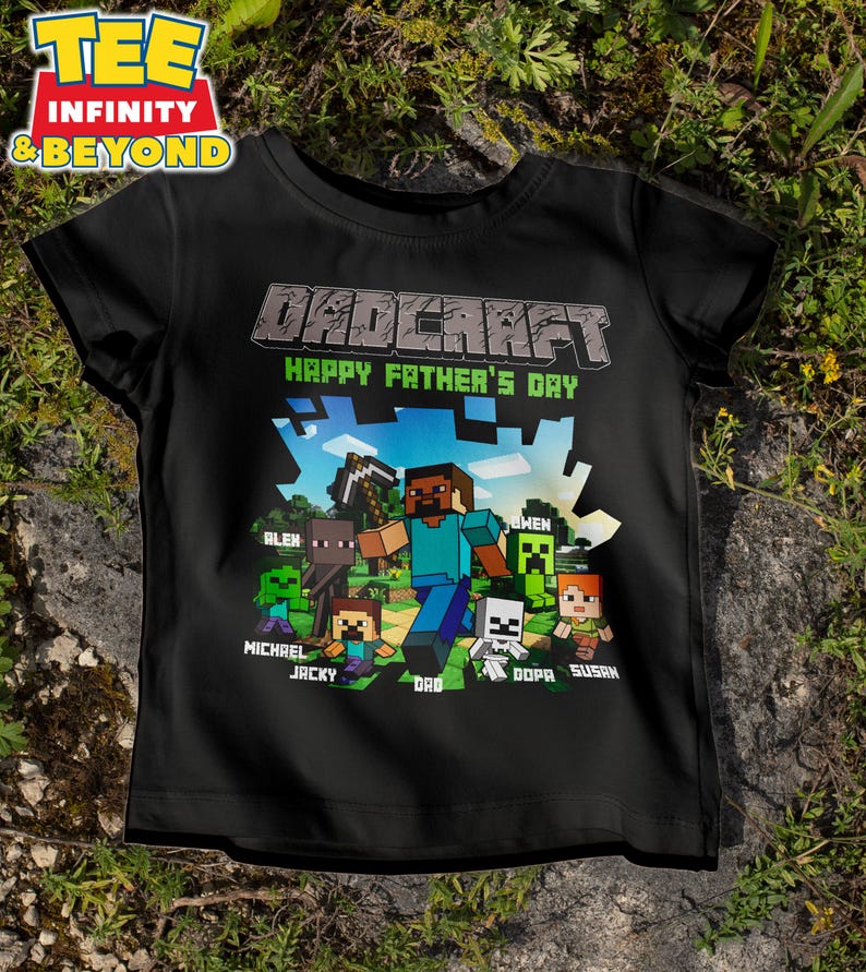 Personalized DadCraft T-shirt, A Minecraft Movie Shirt For Kids, Chicken Jockey Gaming, Happy Father s Day Gift, Trending Game Unisex Tee 130