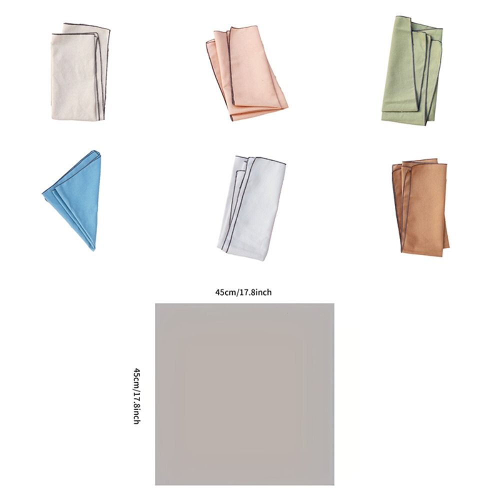 6PCS Multi-functional Solid Color Cotton Linen Napkin Square Sewn Edged Dining Table Napkin Washable Tea Towel Wedding