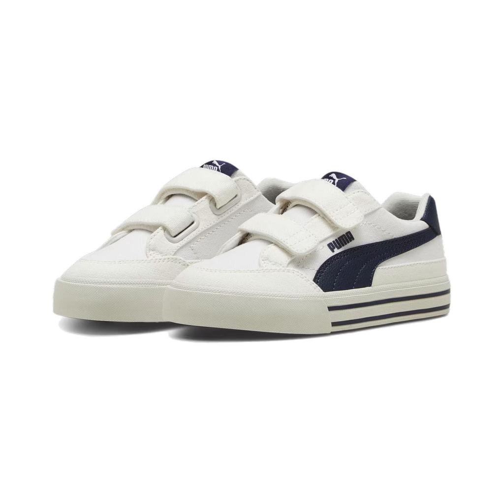 Puma Court Classic Vulc Formstrip Comfortable Low Top Kids Skate Shoes Kids Sneaker Off-White Black 396560-04