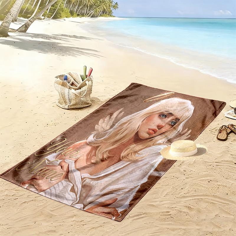Custom Name Billie Eilish Print Beach Towel, Large Soft Quick Dry Towel for Beach Camping Swimming -HE182