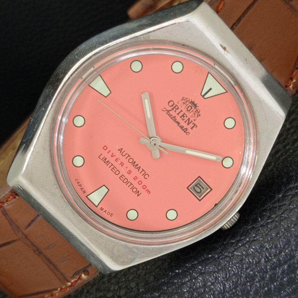 

АВТОМАТИЧЕСКИЕ 46941 ВИНТАЖНЫЕ ORIENT ЯПОНИЯ МУЖСКИЕ ЧАСЫ С ЦИФЕРБЛАТОМ ПЕРСИКОВОГО ЦВЕТА a701847-5 R207-a701847
