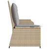 Vidaxl Panca da Giardino Pieghevole con Cuscini, Beige, Polyrattan