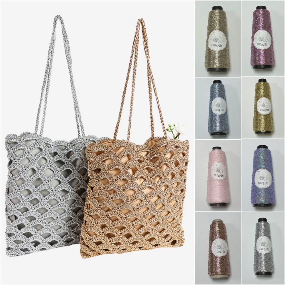 100g/Roll Multicolor Fine Gold Silver Yarn DIY Crochet Accessories Shiny Yarn Hand-woven Supplies Dia.0.8mm