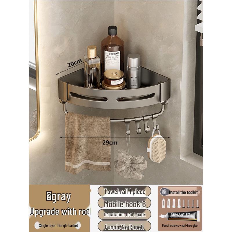 Punch-Free Bathroom Corner Triangle Shelf